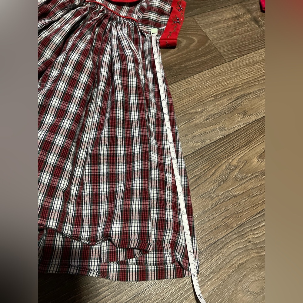 Strasburg Red and White Plaid Dress with Floral Embroidery - Picture 3 of 6